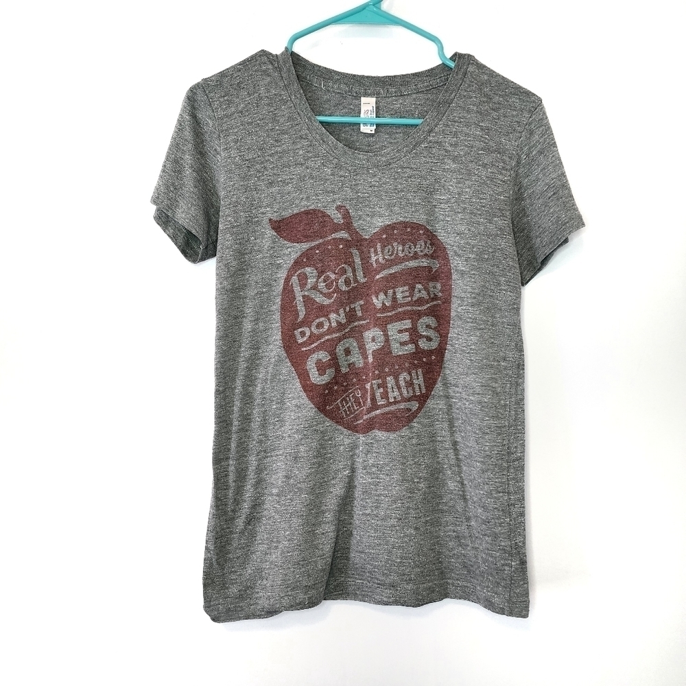 Teacher Shirt Medium Heroes Apple Heather Gray American Apparel Look Human